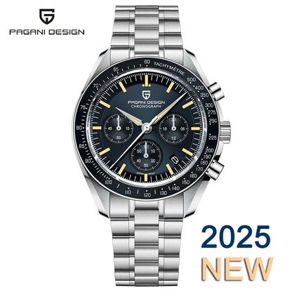 New PAGANI DESIGN Moon Men Watch Retro Luxury Quartz Watches For Men Stainless steel Sport waterproof Chronograph Man+With BOX