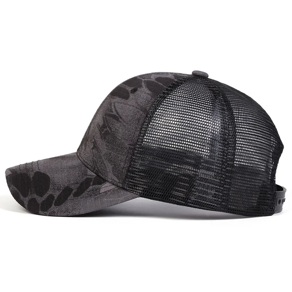 Men's Camouflage Baseball Net Cap Summer Sun Hat Military Camouflage Baseball Cap Breathable Tactical Cap For Outdoor Activities