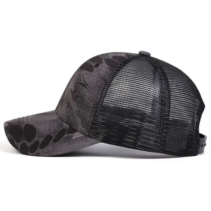 Men's Camouflage Baseball Net Cap Summer Sun Hat Military Camouflage Baseball Cap Breathable Tactical Cap For Outdoor Activities