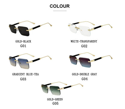 Čtvercové sluneční brýle pro ženy, trendy vintage designové bezrámové sluneční brýle pro muže, módní brýle na dovolenou, Lentes De Sol Mujer