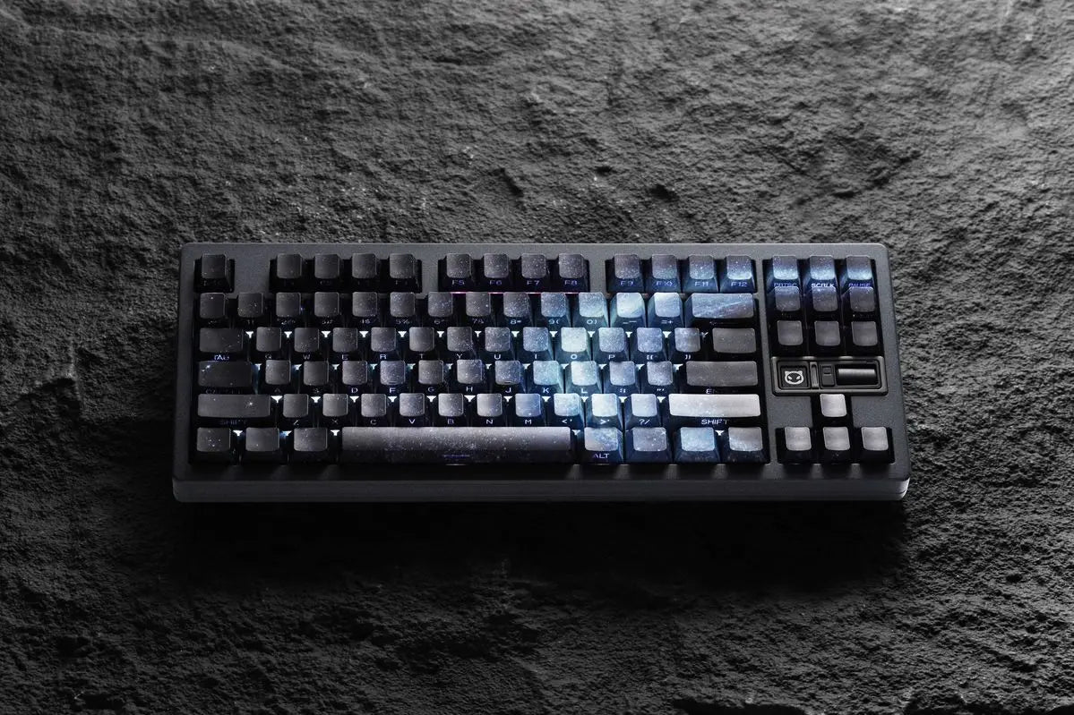 Purple Galaxy Gradient Side Carving Transparent Cherry Keycap PBT 135 Key Compatible with 60/64/84/98/108 Mechanical Keyboard