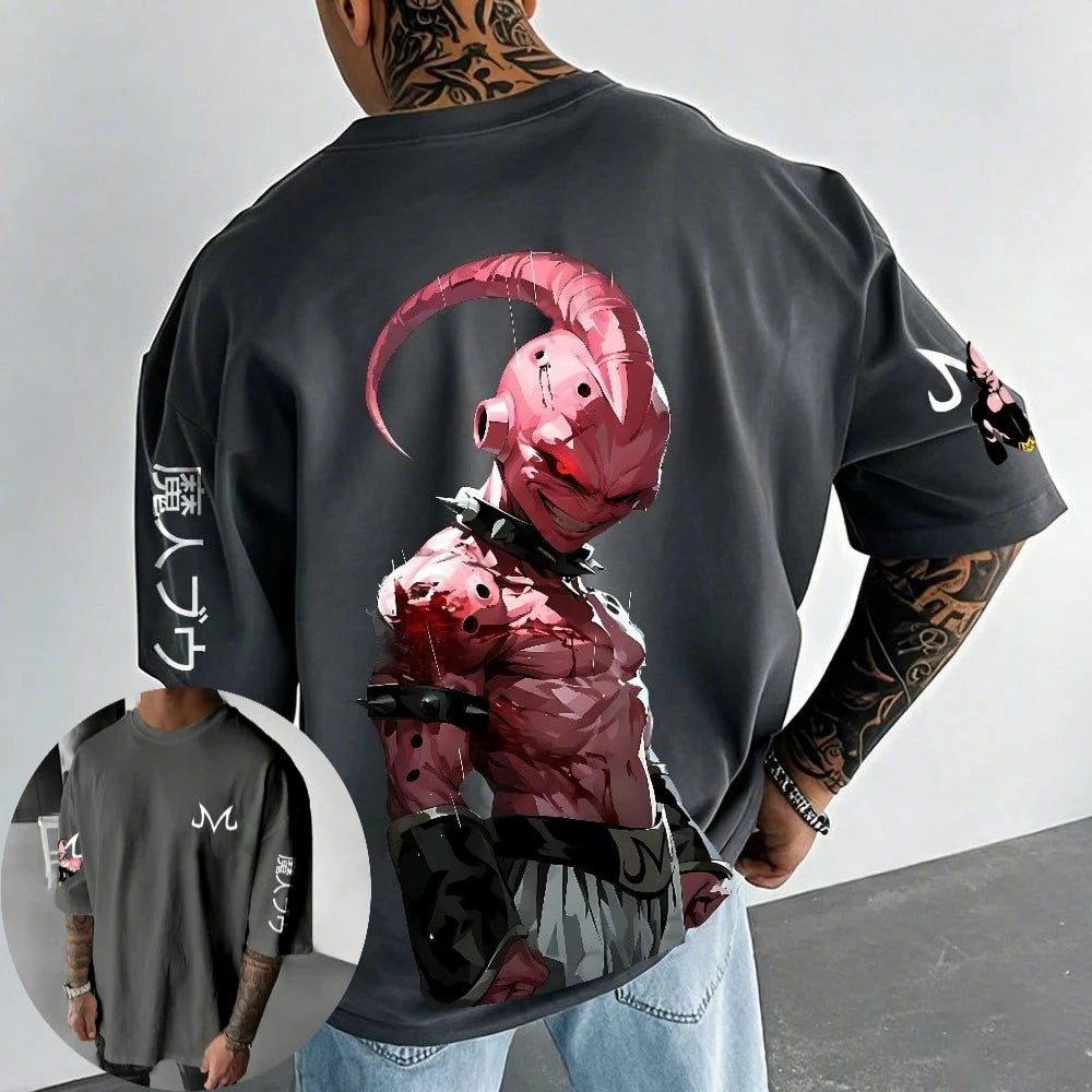 Dragon Ball Super Men's and Women's T-Shirts Majin Buu Anime Tee Summer Spring Boy's Oversize Short Sleeves Parent-child Outfits