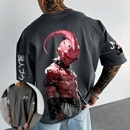 Dragon Ball Super Men's and Women's T-Shirts Majin Buu Anime Tee Summer Spring Boy's Oversize Short Sleeves Parent-child Outfits
