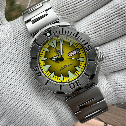 STEELDIVE SD1984 New Arrival 42.2MM M onster 200M Waterproof NH36 Day Function Sapphire Glass Automatic Movement Steel Bracelet
