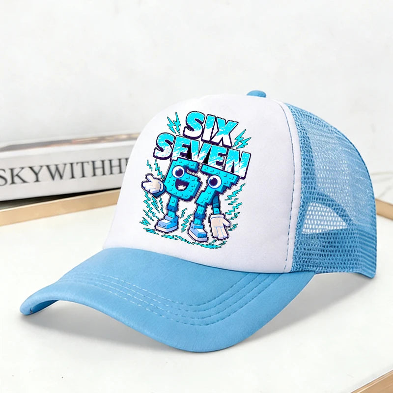 Steal A Brainrot Mesh Baseball Caps Cartoon 67 Six Seven Adult Kids Sports Hats Boys Girls Summer Outdoor Sunshade Peaked Caps