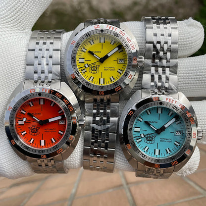 SD1967 Milled Clasp Bracelet Steel Bezel 43mm Steeldive Sapphire Glass 20ATM Water Resistant NH35 Automatic Man Dive Watch