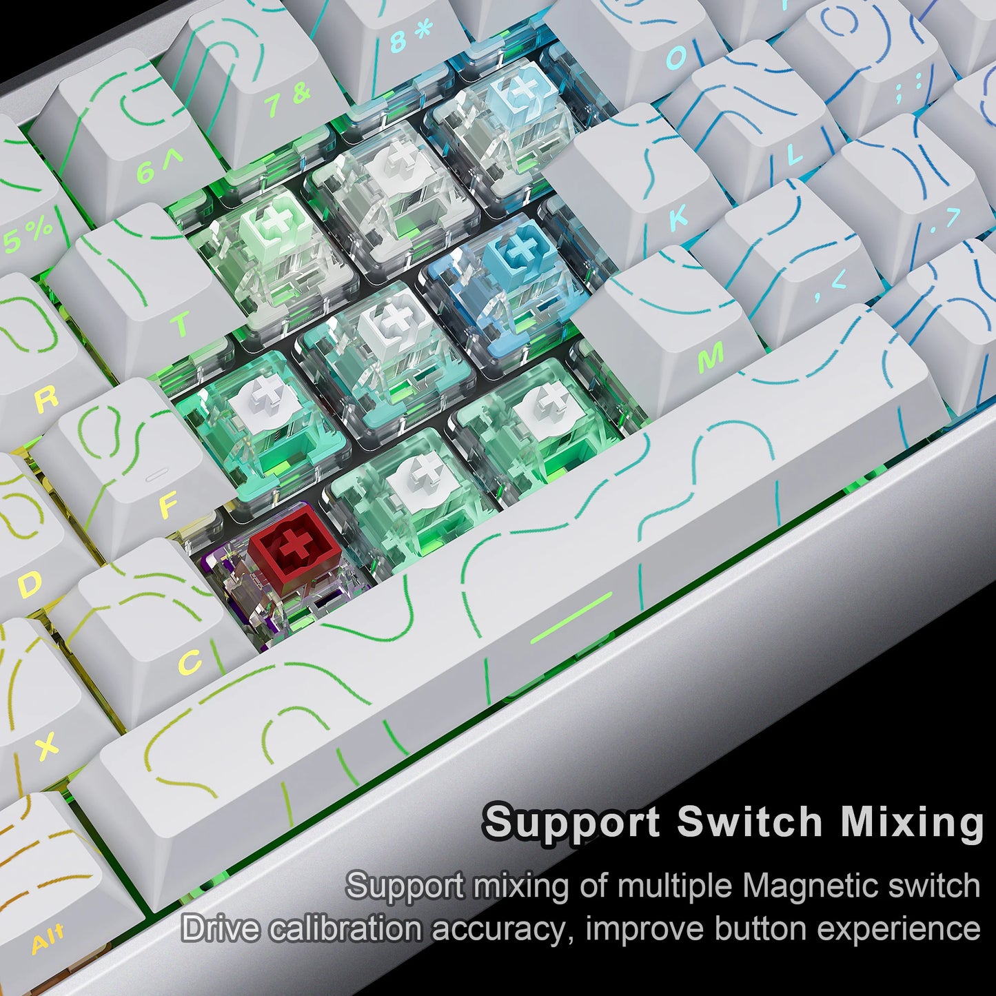 Teclado magnético SKYLOONG GK61/GK68 HE con carcasa de aluminio, 8000hz, RT0.01mm, activación rápida, teclas PBT, retroiluminación RGB y conexión por cable para gaming