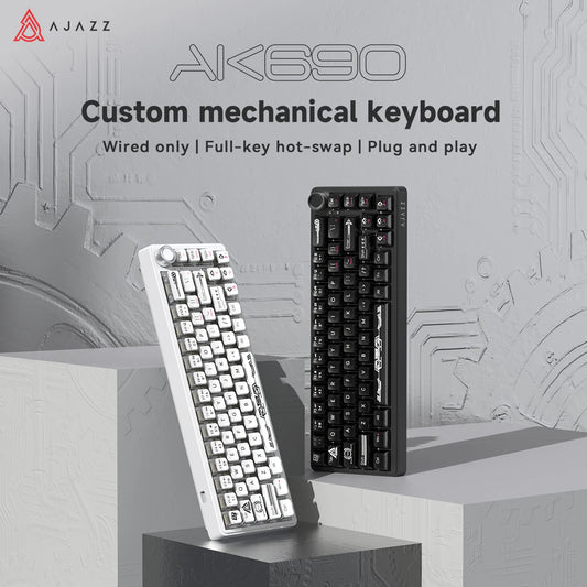 AJAZZ AK690 65% Mechanical Keyboard Full-key Hot-swap Wired USB Plug And Play Mixed Light 68 Keys Gaming Keyboard For Laptop PC