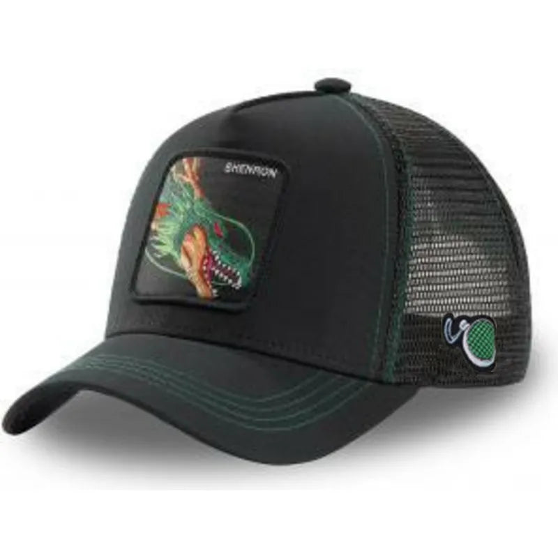 Dragon Ball Son Goku-Kappe, Sommer-Reisekappe mit Schirm, Herren-Kappe mit Stickerei, im Hip-Hop-Stil, Sonnenvisier, verstellbare Trucker-Kappe aus Netzstoff