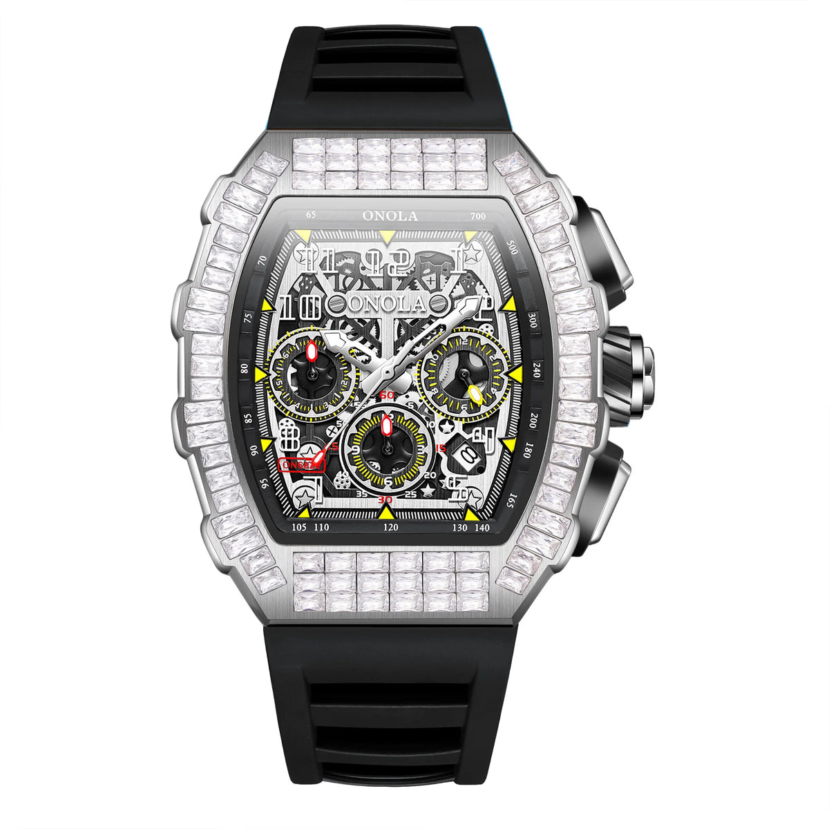 Hot Selling Fashion Fully Automatic Mechanical Watches Men ONOLA Unique Design with Diamond Inlaid Waterproof Tape Men's Watch