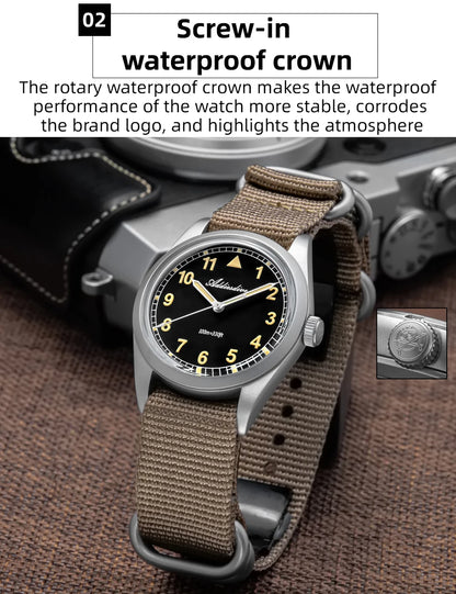 ADDIESDIVE Luxury Quartz Watch For Men New 36mm AR Coated Bubble Glass AD2079 Luminous 100m Waterproof Stainless Steel Men Gift
