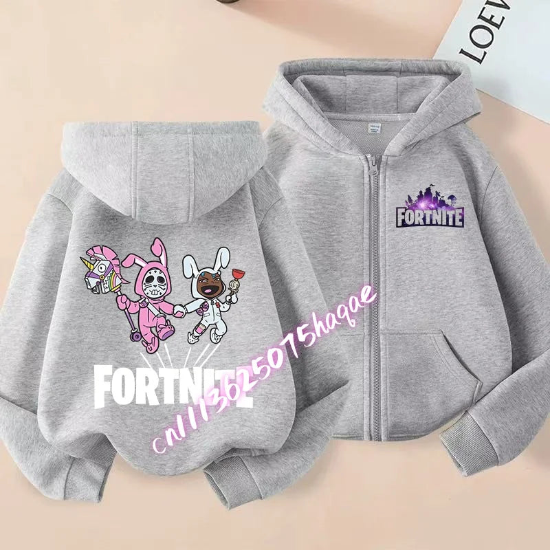 New Fortnites Children Hoodies Coat Cartoon Game Character Printed Zip Up Hoodie Child Autumn Jacket Winter Kids Boys Clothes