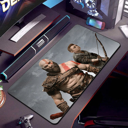Game God Of War Big Mousepad Large Keyboard Desk Mat Pc Computer Gaming Gamer Mouse Pad LockEdge Rubber Non-slip Mats 90x40cm