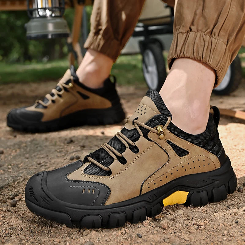 HIKEUP Comfortable Men Trekking Sneakers Male Shoes Waterproof Rubber Sole High Quality Hiking Shoes Wear-Resistant Non-Slip