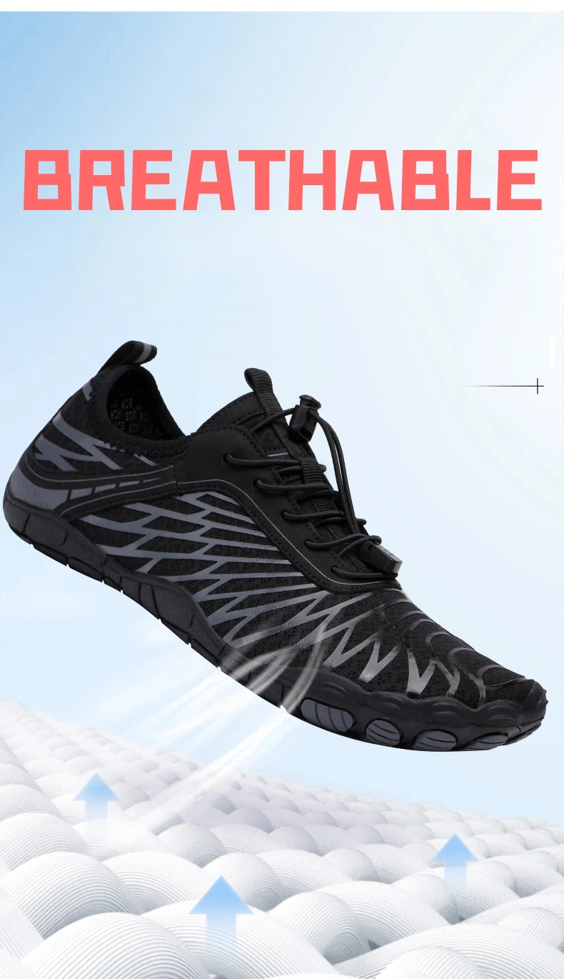 Men's Water Shoes and Women's Beach Barefoot Aqua Shoes, Quick-Dry Swimming, Wading Sports Sneakers for Upstream Boating, Fishing, Surfing