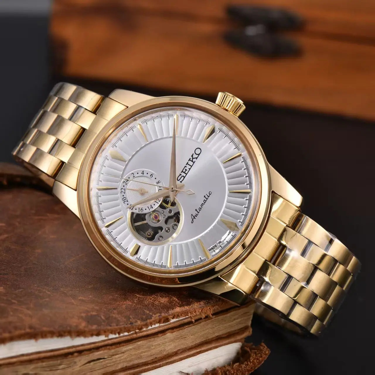 Seiko's new men's and women's business mechanical wristwatch, casual classic stainless steel strap, fashionable couple's watch