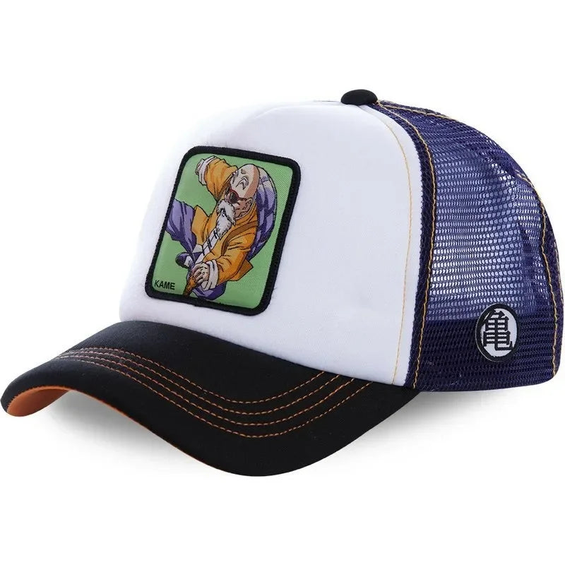 Dragon Ball Buu Goku-Kappe, Sommer-Reisekappe mit Schirm, Herren-Kappe mit Stickerei, im Hip-Hop-Stil, Sonnenvisier, verstellbare Trucker-Netzkappe