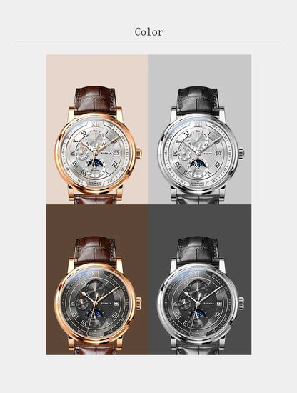 BORMAN BM3868 New 40mm Luxury Men Automatic Mechanical Men's Watches Sapphire Multi-function Waterproof Moon Phase Clocks