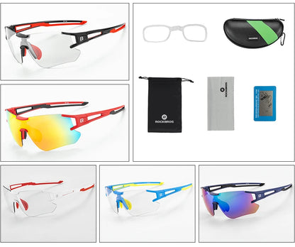ROCKBROS Fotochromatické cyklistické brýle, sluneční brýle pro cyklistiku a outdoorové sporty, brýle s měnící se barvou skel, brýle pro MTB a silniční kola, cyklistické brýle