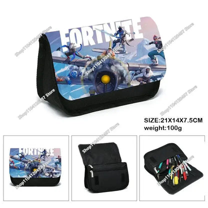 Victory Royale Student Boys Girls Fortnited Capacity Stationery PencilCase Peely Llama Hero Children's Pen Box Kids Teen Bags