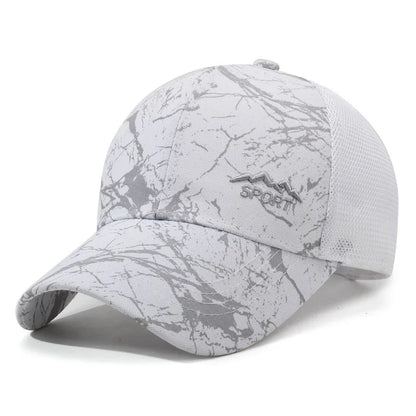 Sommer-Sonnenhut für Herren, Outdoor-Sport-Schirmmütze, Baseballkappe mit Netzrückseite, atmungsaktive Freizeit- und Trucker-Kappe zum Angeln