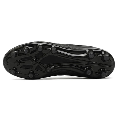 Chuteiras de futebol para homem com pitões longos, para exterior e treino, tamanhos grandes, preto e branco, para adolescentes