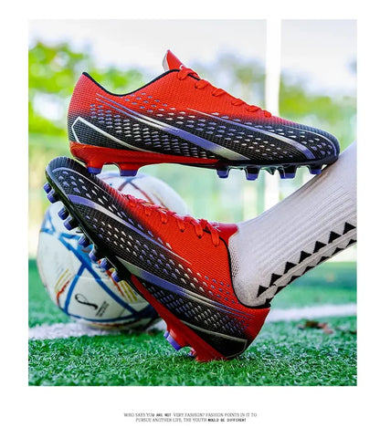 High Top Waterproof Football Boots Men Anti Slip Durable Spikes Design Breathable Lining Outdoor Grass Court Professional Soccer