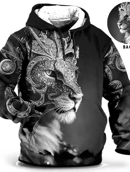 Men's Unisex Hoodie Fashion Pullover Hoodie Sweatshirt Hooded Animal Wolf Lion Dragon Tiger Print Daily 3D Print Casual Hoodies