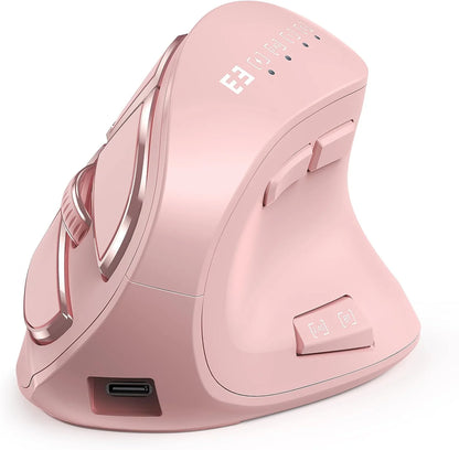 Mouse verticale wireless Jomaa 2.4G+Bluetooth per Apple Mac, laptop e notebook, 9 pulsanti, mouse gaming ricaricabile per PC e iPad