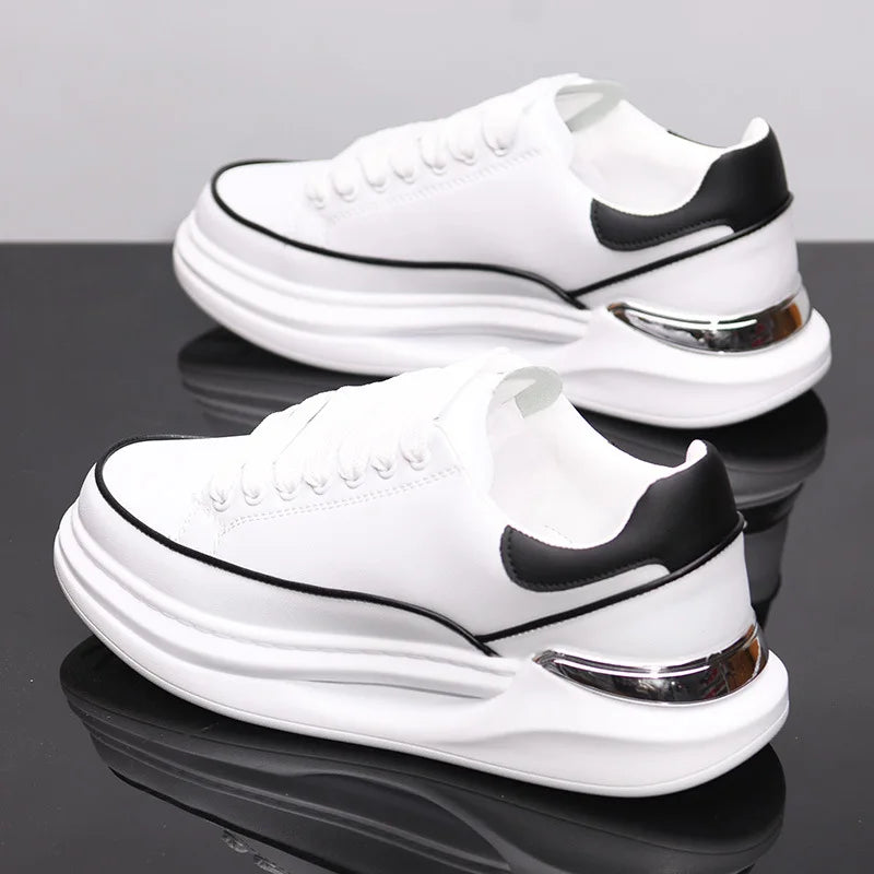 Sapatos brancos pequenos para casal, sapatos de homem, sapatos desportivos de mulher, ténis de homem, sapatos desportivos casuais com aumento de altura no interior