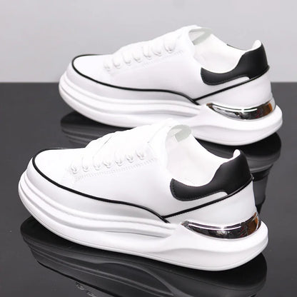 Sapatos brancos pequenos para casal, sapatos de homem, sapatos desportivos de mulher, ténis de homem, sapatos desportivos casuais com aumento de altura no interior
