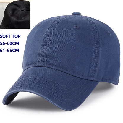 Baseballová čepice Big Head Plus Size, 100 % bavlna, vhodná pro muže i ženy, nastavitelná, čepice typu „dad hat“, nadměrná velikost 58–60 cm, 61–65 cm