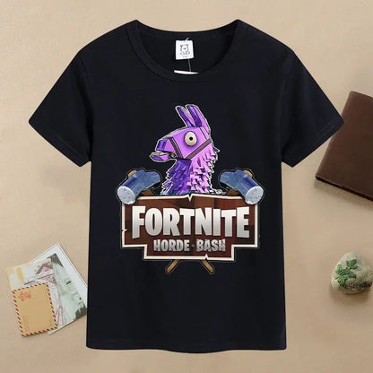 Summer Fortnites Children T-shirt Cartoon Game Figure Printed T-shirt Boys Casual Sports T-shirt Short Sleeves Kids Clothing