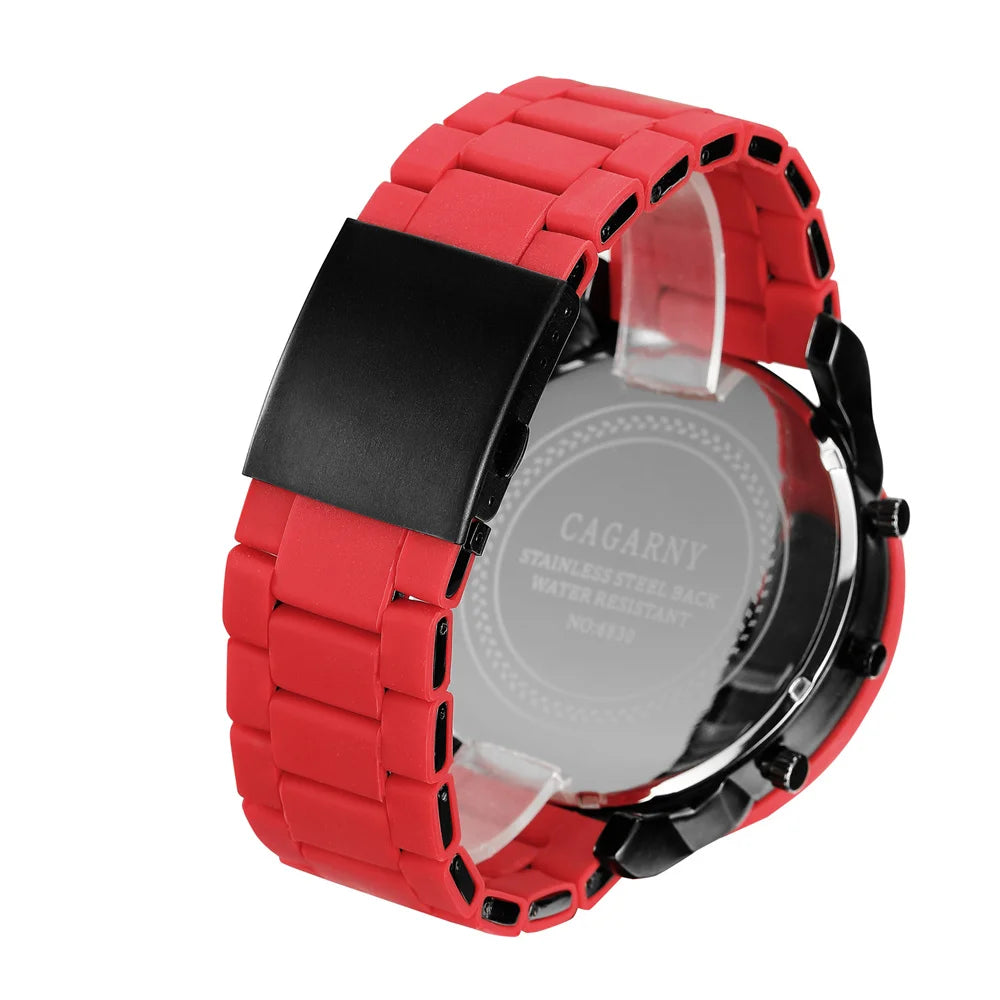 Mens Watches Top Brand Luxury Steel Band Dual Time Watch for Men Large Dial Quartz Wristwatches Relogio Masculino Drop Shipping