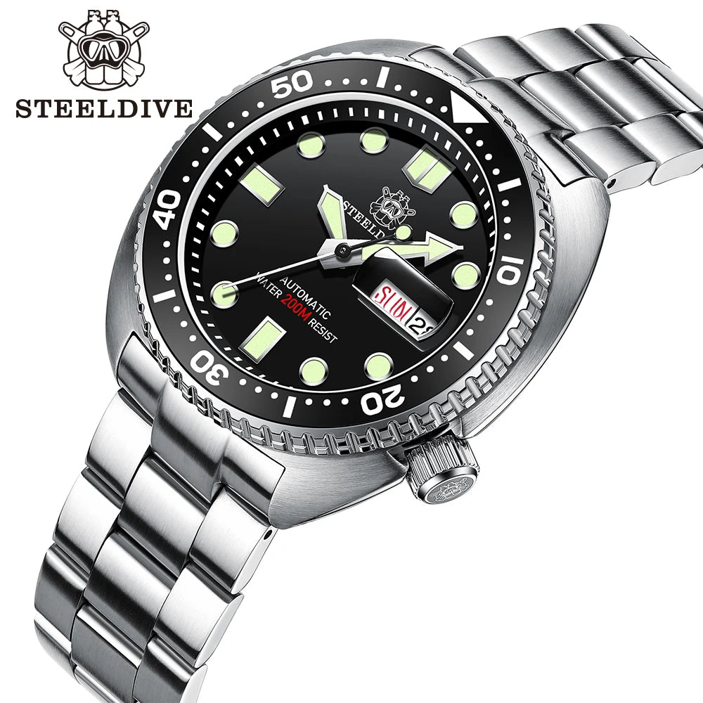STEELDIVE Brand Classic Design SD1972 45mm Case Ceramic Bezel Sapphire Glass NH36 Automatic Movement Day and Date Sports Watches
