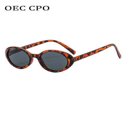 Malé oválné sluneční brýle pro ženy a muže, trendy, vintage, hip hop, kočičí oči, dámské, leopardí, černé, punkové, UV400, Oculos