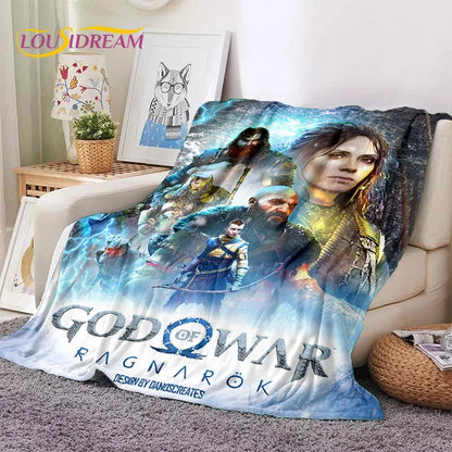 God of War Games Kratos Cartoon 3D Soft Blankets,Keep Warm Throw Blanket Comfortable Blanket for Picnic Beds Sofa Home Bedroom