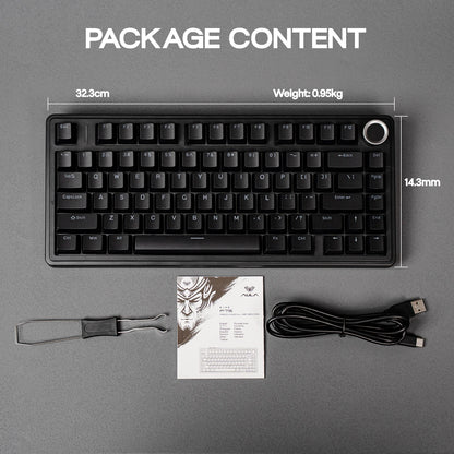 Tastiera meccanica EPOMAKER x AULA F75 solo cablata 75% layout ANSI US con gasket, hot-swap e manopola per Mac/WIN/Android
