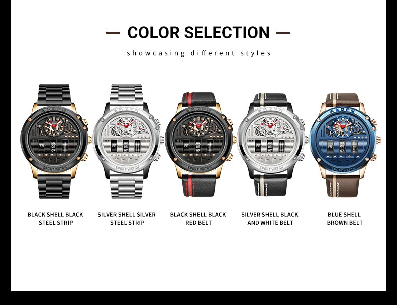 Luxury Electronic Quartz Watch For Men Business Watches Male Creative Men WristWatch Unique Rotate Date Leather Strap Watches