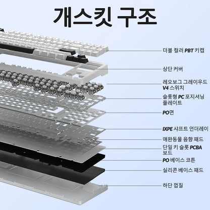 Teclado inalámbrico AULA×LINGBAO K87 con letras coreanas, montaje gasket, teclas PBT, software de macros y interruptores LEOBOG