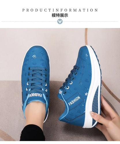 Scarpe casual da donna per l'outdoor con suola spessa e tacco oscillante, scarpe sportive alla moda con plateau, taglia 42, suola piatta, per camminata e corsa