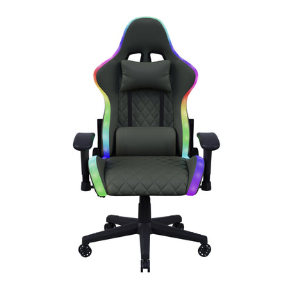 Ergonomic Gaming Chair with LED RGB Lights, Adjustable Gamer Chair with Lumbar Massage Support, Reclining Computer Chair for Teens & Adults