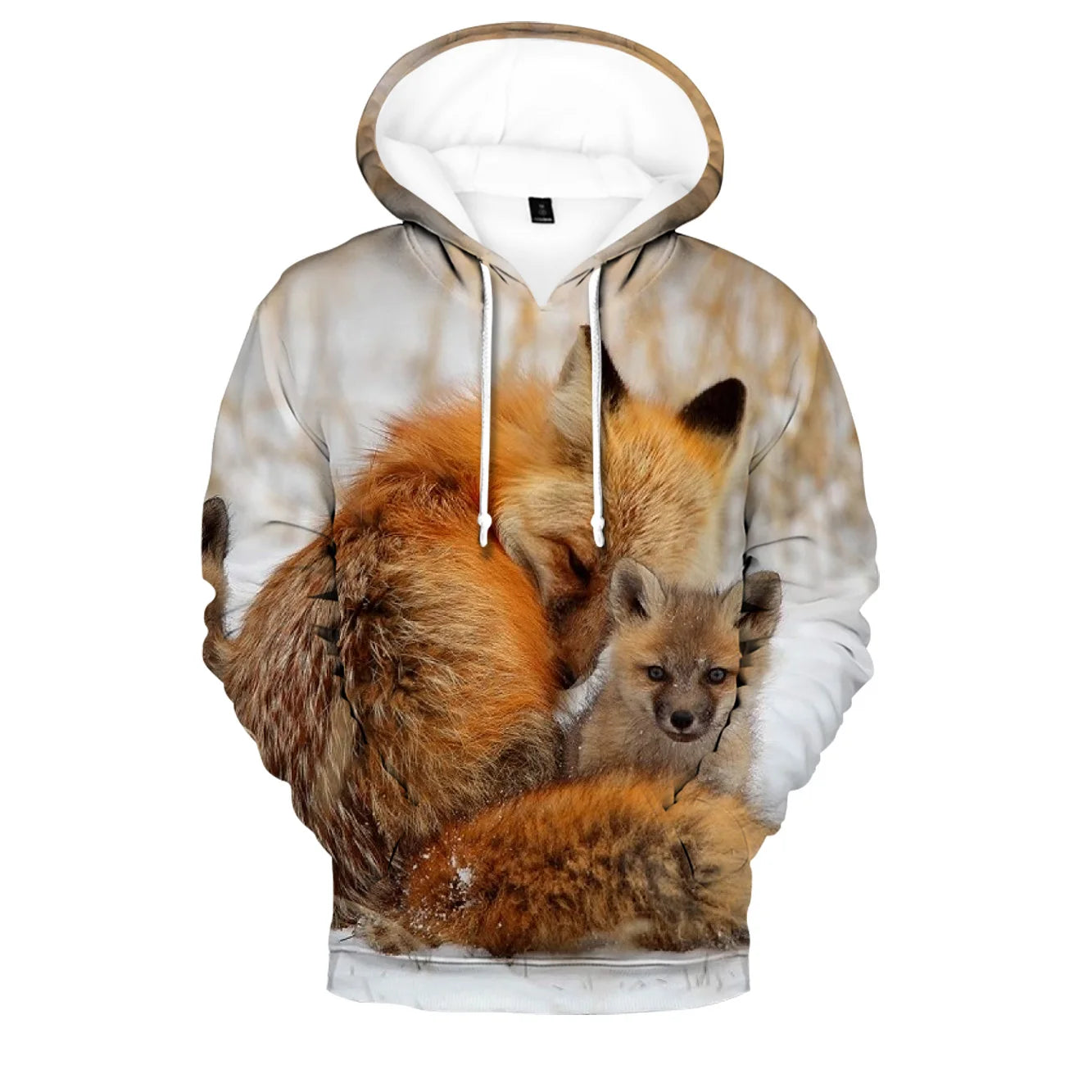 Populära hiphop-hoodies med ny 3D-rävprint, bekväma sweatshirts för män/kvinnor och vuxna/barn, avslappnade pullovers