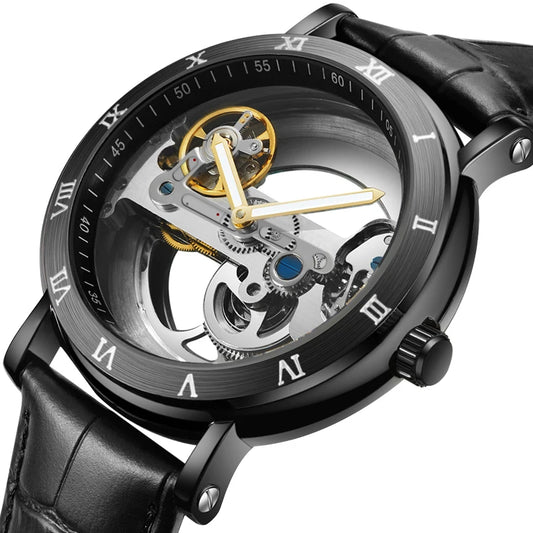 Watch Men Automatic Watch Luxury Watch Man Mechanical Wristwatch Skeleton Design Waterproof Leather Strap Male Watch Reloj Hombr