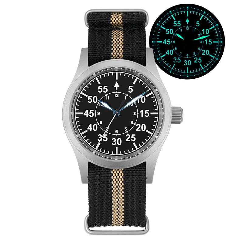 Militado ML05 38mm Vintage Watch VH31 Quartz Movement Field Watches Domed Sapphire Crystal With High Clear AR Coating Wristwatch