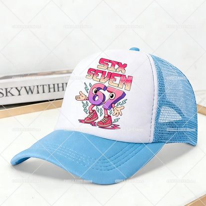 Steal A Brainrot Mesh Baseball Caps Cartoon 67 Six Seven Adult Kids Sports Hats Boys Girls Summer Outdoor Sunshade Peaked Caps
