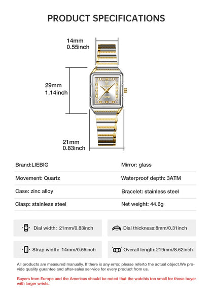 LIEBIG Lady Top Brand Luxury Quartz Watches Stainless Steel Strip Watch For Women Fashion Waterproof Wristwatch Relogio Feminino
