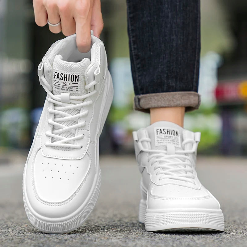 Breathable men's casual shoes, skate shoes, mid-top men's shoes, breathable and versatile sports shoes, suitable for wearing all