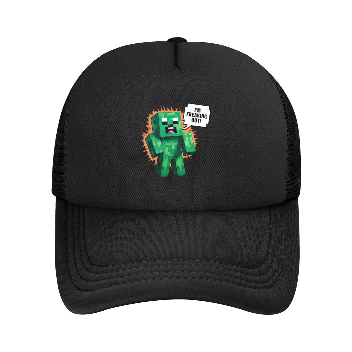 krępy poszukiwacz przygód odkrywa potwora Creepersa za sobą Czapka z daszkiem Czapki przeciwsłoneczne Czapki z regulowanym zapięciem typu snapback Czapka baseballowa z siateczką