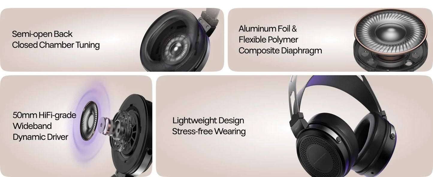 Cuffie cablate SIMGOT EP5 ad alte prestazioni con driver dinamico da 50mm – Headset gaming HiFi, bassa impedenza, alta sensibilità, audio surround 7.1